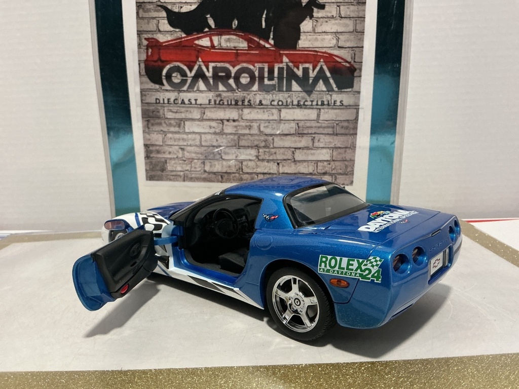 1/18: UT MODEL CHEVY CORVETTE ROLEX *CRACKS IN PAINT* BLUE AND WHITE ON BLACK image