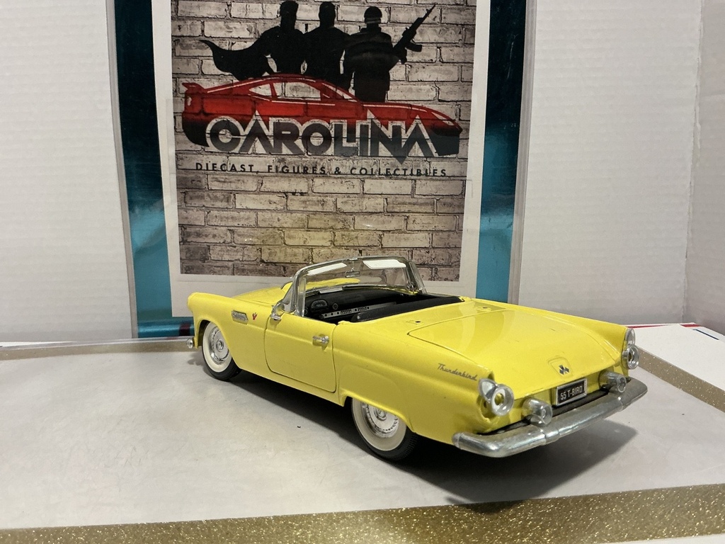 1/18: ROAD LEGENDS 1955 FORD THUNDERBIRD JUNKYARD CAR YELLOW ON BLACK image