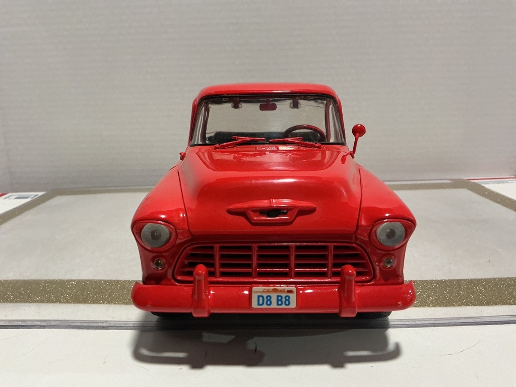 1/18 ERTL 1957 CHEVROLET PICKUP STREET MACHINE RED ON BLACK image