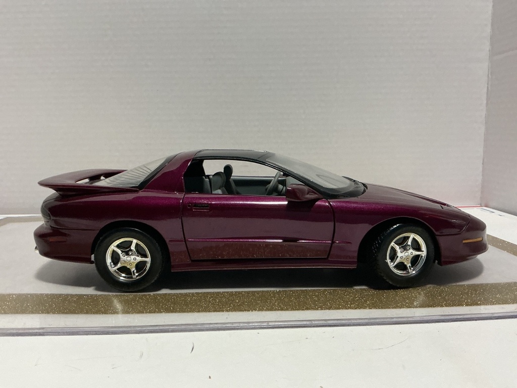 1/18 ERTL 1996 PONTIAC TRANS AM PURPLE ON GREY *DOOR BROKEN image