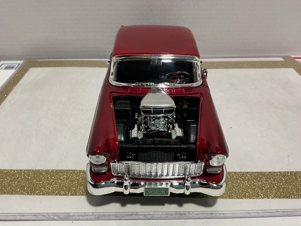 1/18 MOTOR MAX 1955 CHEVROLET BEL AIR RED ON BLACK image