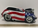 1/18: MUSCLE MACHINES PT CRUISER STARS AND STRIPES - RASHING & MISSING HANDLE image