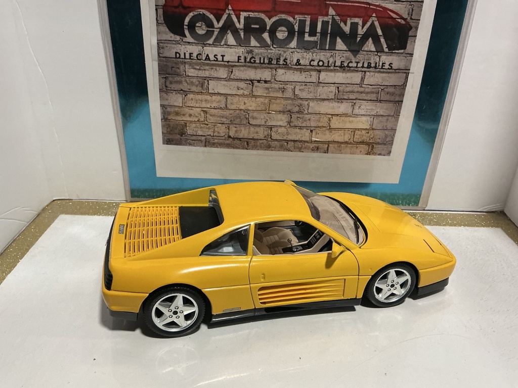 1:18 BURAGO ITALY 1989 FERRARI 348 TB YELLOW ON TAN image