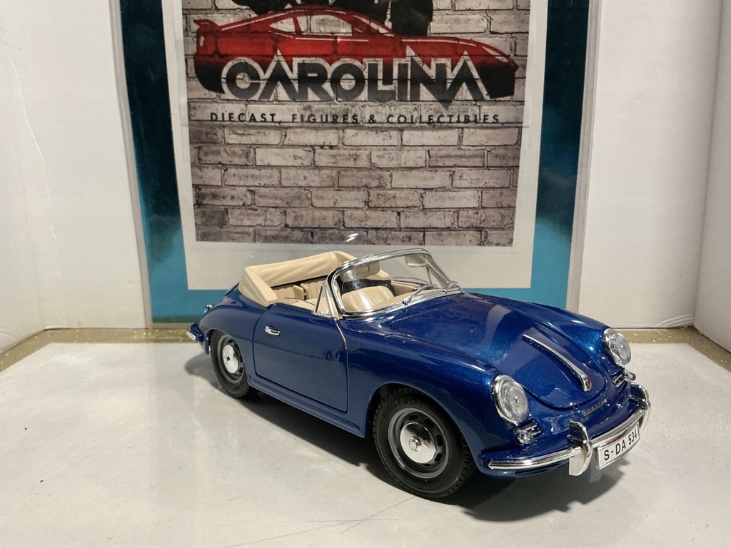 1:18 BURAGO 1993 PORSCHE 356B BLUE ON TAN image
