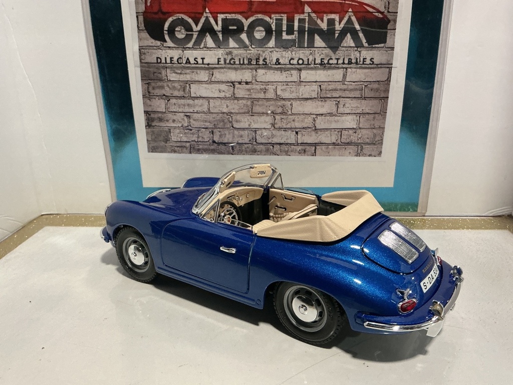 1:18 BURAGO 1993 PORSCHE 356B BLUE ON TAN image