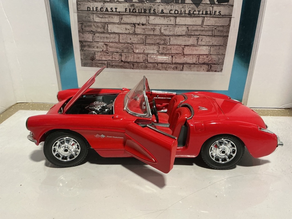 1:18 BURAGO 1957 CORVETTE RED ON RED image