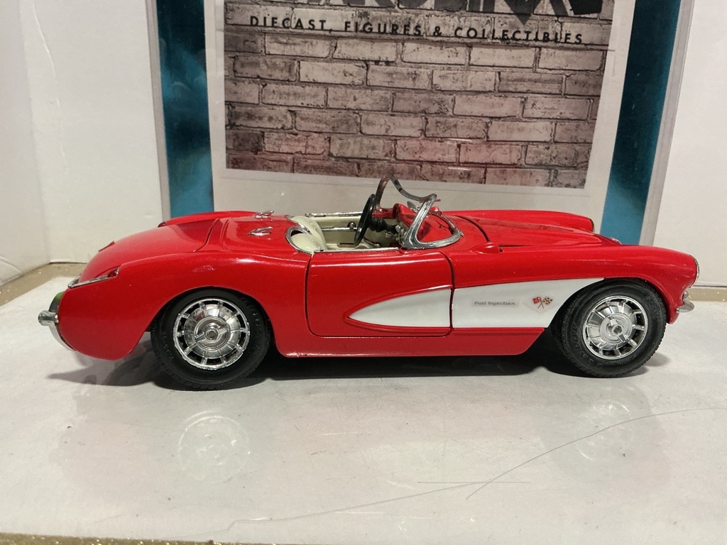 1:18 ROAD TOUGH - 1957 CORVETTE RED ON WHITE [PARTS CAR] image