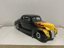 1:18 UNIVERSAL HOBBIES 1940 FORD DELUXE BLACK W/ FLAMES  [NO BOX] image