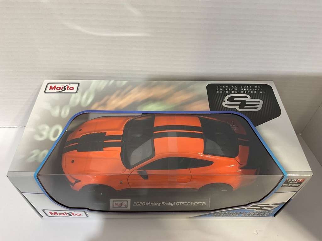 1:18 MAISTO 2020 MUSTANG SHELBY GT500 ORANGE WITH BLACK STRIPES image