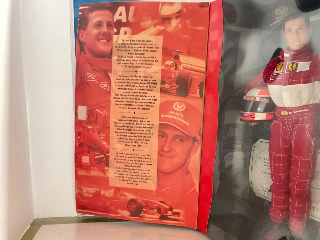 Michael Schumaker  Mattel Hot Wheels Limited Edition Figure Box Has damage image
