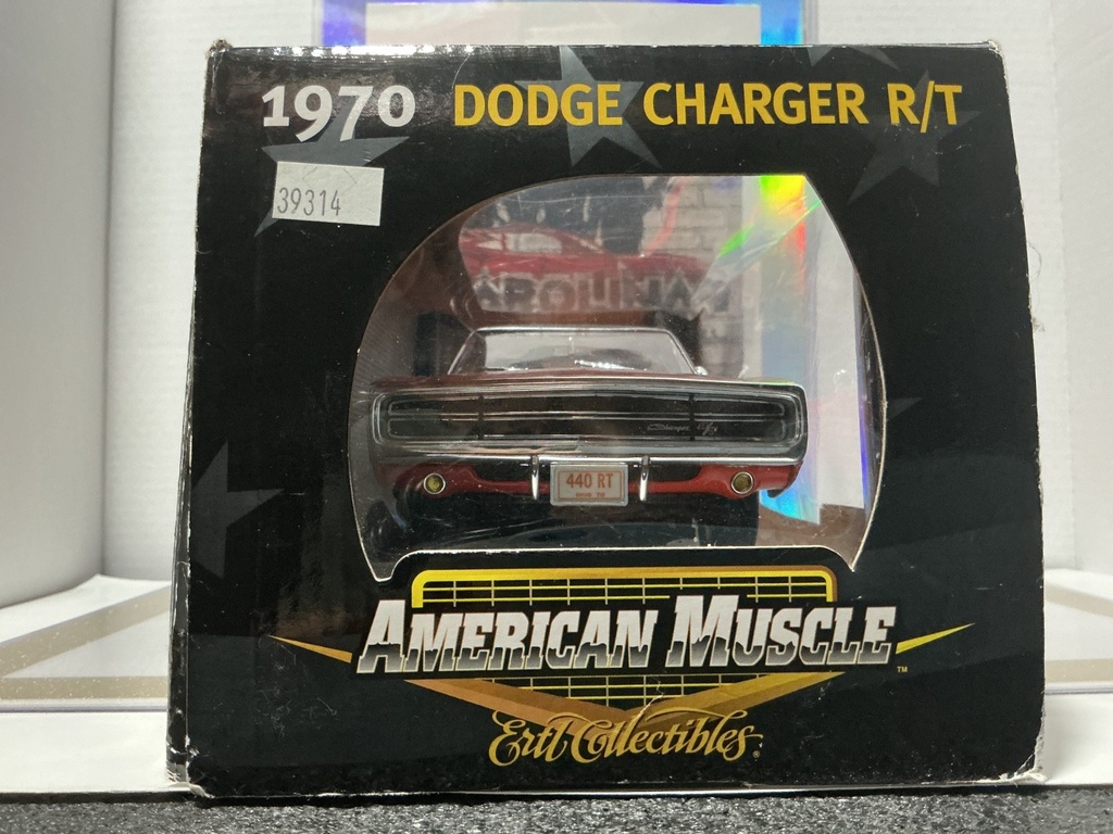1:18 AMERICAN MUSCLE 1970 DODGE CHARGER R/T ORANGE ON BLACK image