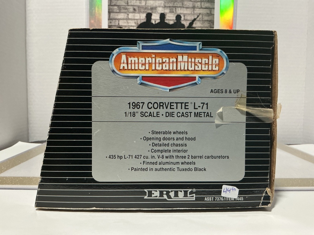 1:18 ERTL 25TH ANNIVERSARY 1967 CORVETTE L-71 BLACK ON RED image