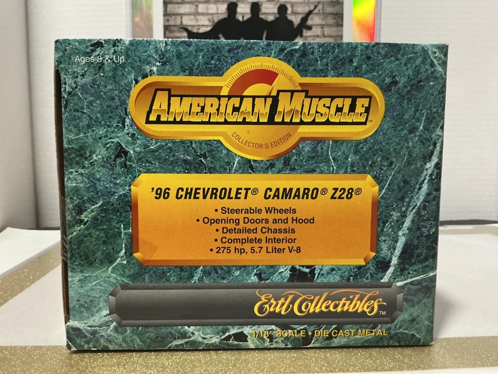 1:18 ERTL ‘96 CHEVROLET CAMARO Z28 WHITE / BLACK W/ RED STRIPES image