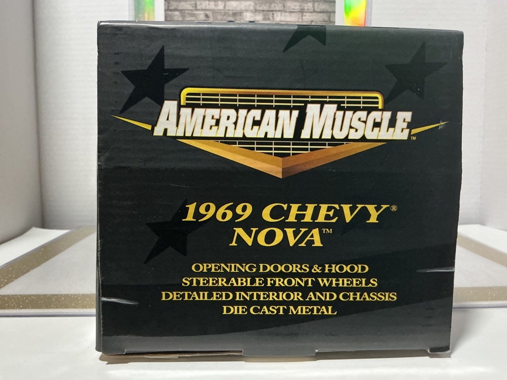 1:18 ERTL / AMERICAN MUSCLE 1969 CHEVY NOVA ORANGE RED ON BLACK image