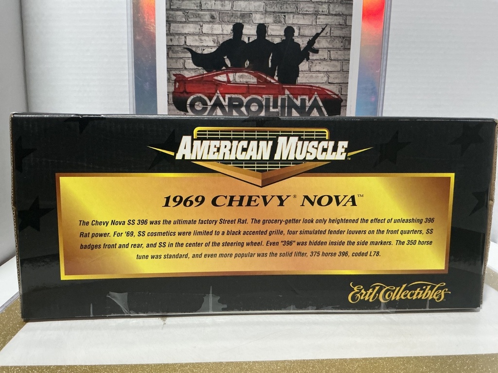 1:18 ERTL / AMERICAN MUSCLE 1969 CHEVY NOVA ORANGE RED ON BLACK image