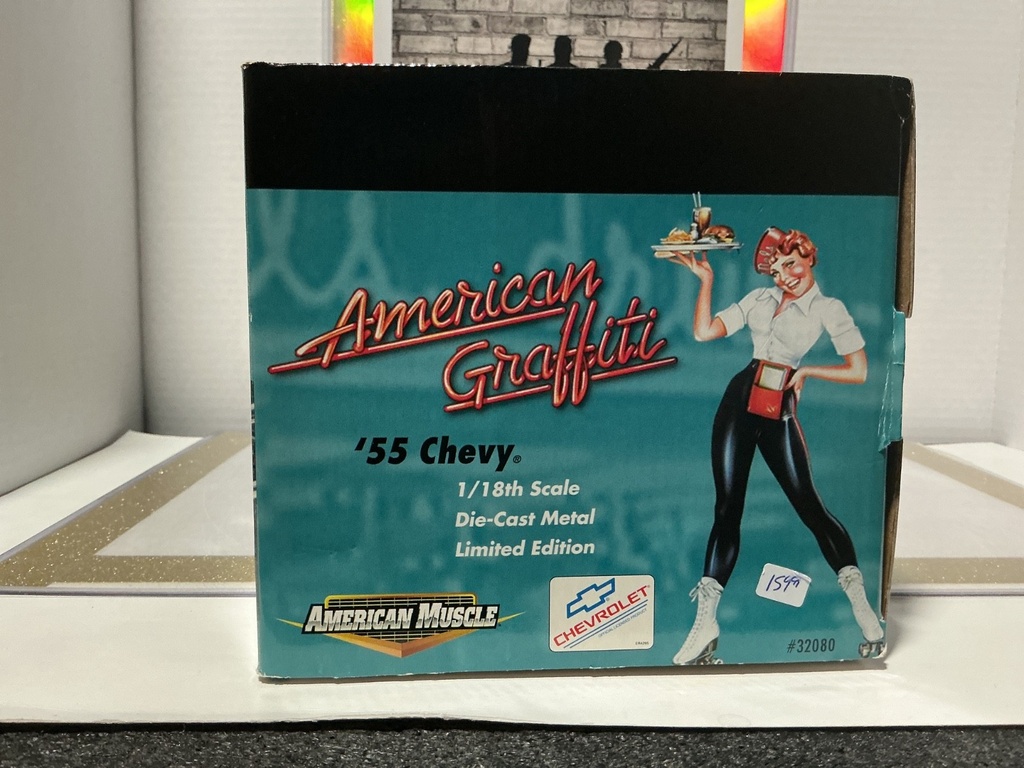 1:18 ERTL AMERICAN GRAFFITI ‘55 CHEVY BLACK ON BLACK image