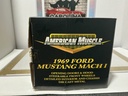 1:18 ERTL 1969 FORD MUSTANG MACH 1 BLUE ON WHITE image