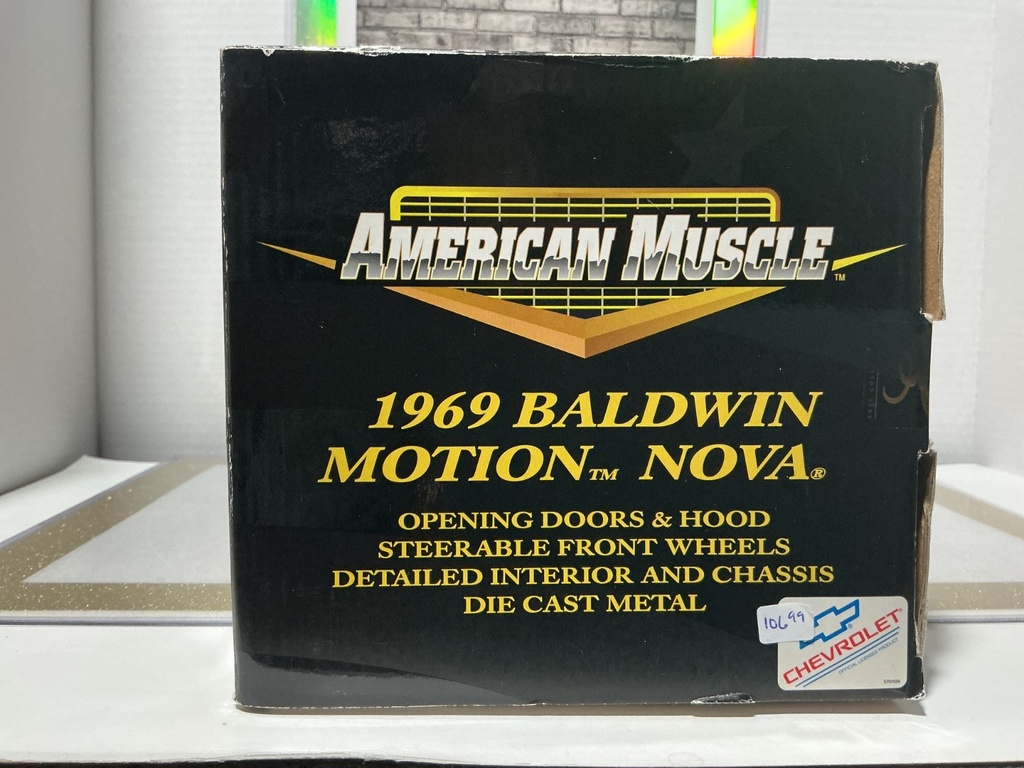 1:18 ERTL AMERICAN MUSCLE 1969 BALDWIN MOTION NOVA GREEN ON BLACK image