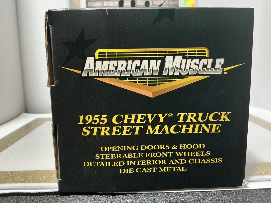 1:18 ERTL 1955 CHEVY TRUCK STREET MACHINE RED ON GREY image