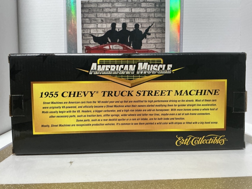1:18 ERTL 1955 CHEVY TRUCK STREET MACHINE RED ON GREY image
