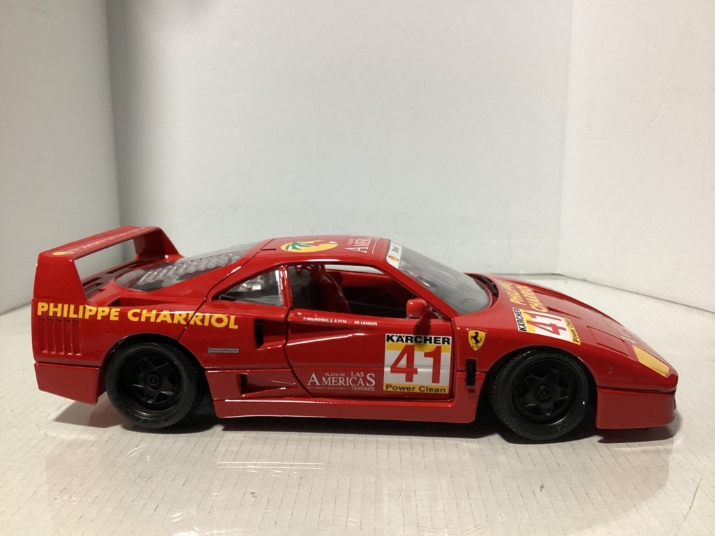 1:18 Burago 1987 Ferrari F40 Philippe Charriol #41 Red on Grey (stickers on top) image