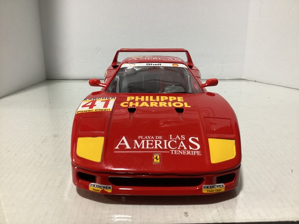 1:18 Burago 1987 Ferrari F40 Philippe Charriol #41 Red on Grey (stickers on top) image