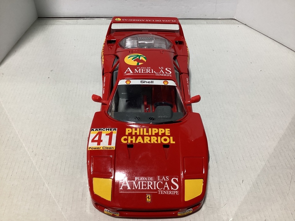 1:18 Burago 1987 Ferrari F40 Philippe Charriol #41 Red on Grey (stickers on top) image