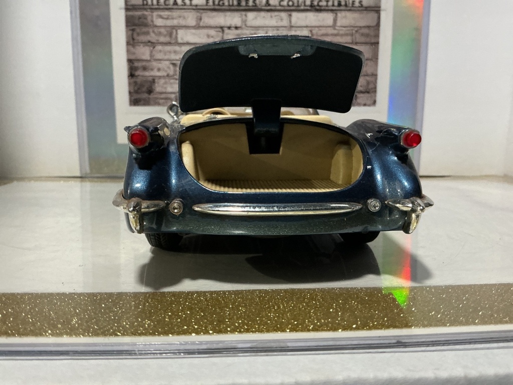 1:18 MIRA 1954 CORVETTE CHEVROLET BLUE ON TAN [SPOTS ON PAINT, CHROME MISSING] image