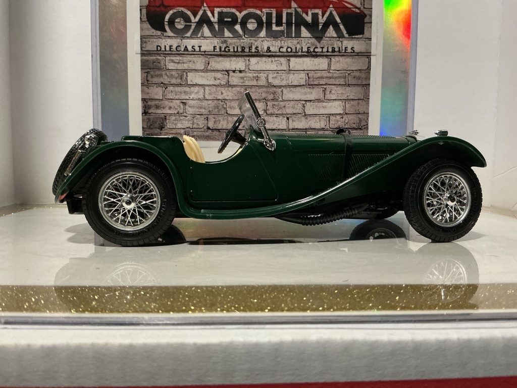 1:18 BURAGO 1937 Jaguar SS-100 - Green on Tan Convertible image