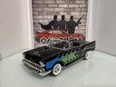 1:18 ERTL 1957 CHEVY BEL AIR CONVERTIBLE BLACK W/FLAMES ON BLACK image