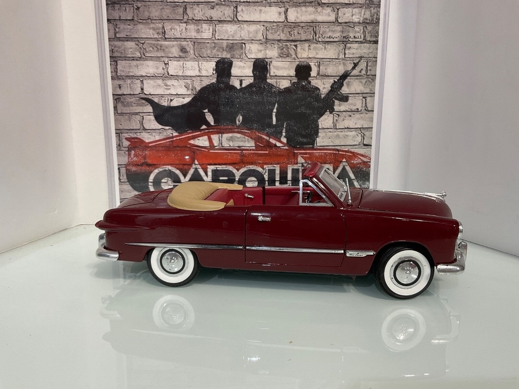1:18 MIRA 1949 FORD ESCALA *MISSING MIRROR & SPOTS ON CHROME* BURGUNDY ON TAN image