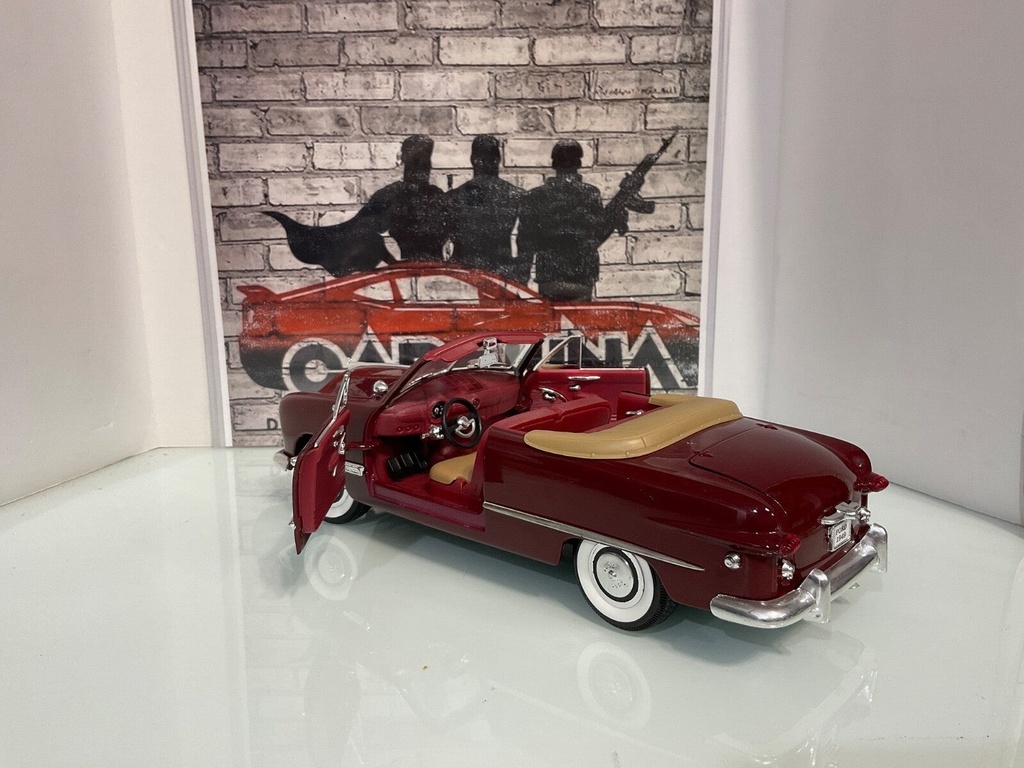 1:18 MIRA 1949 FORD ESCALA *MISSING MIRROR & SPOTS ON CHROME* BURGUNDY ON TAN image