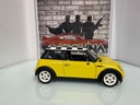 1:18 HOT WHEELS 2001 MINI COOPER *MISSING MIRROR* YELLOW ON BLACK W CHECKER TOP image
