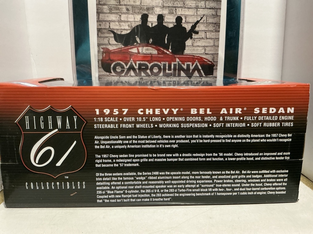 1:18 HIGHWAY 61 COLLECTIBLES - 1957 CHEVY BEL AIR SEDAN [DARK BLUE GRAY] image