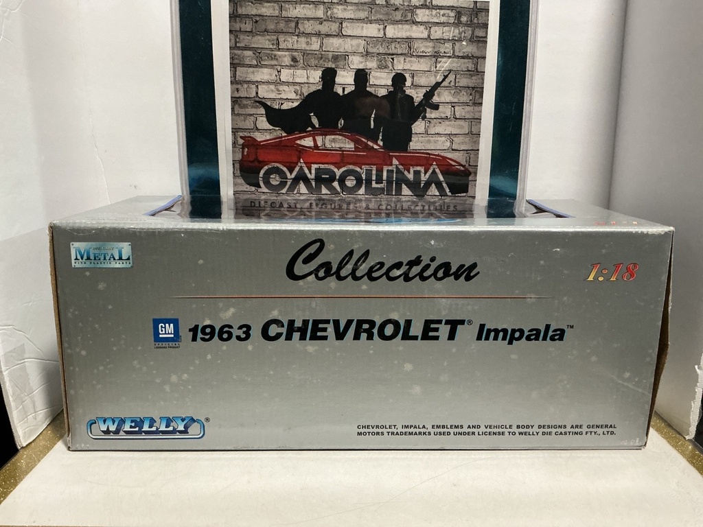 1:18 WELLY - DIECAST METAL - 1963 CHEVROLET IMPALA [BLACK/RED] image