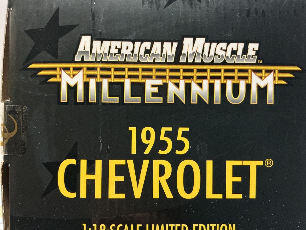 1:18 ERTL  AMERICAN MUSCLE MILLENNIUM - 1955 CHEVROLET [BRONZE CHROME ON WHITE] image