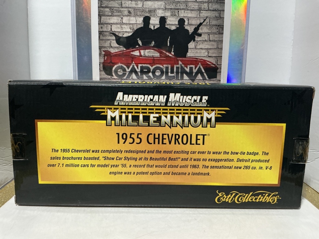 1:18 ERTL  AMERICAN MUSCLE MILLENNIUM - 1955 CHEVROLET [BRONZE CHROME ON WHITE] image