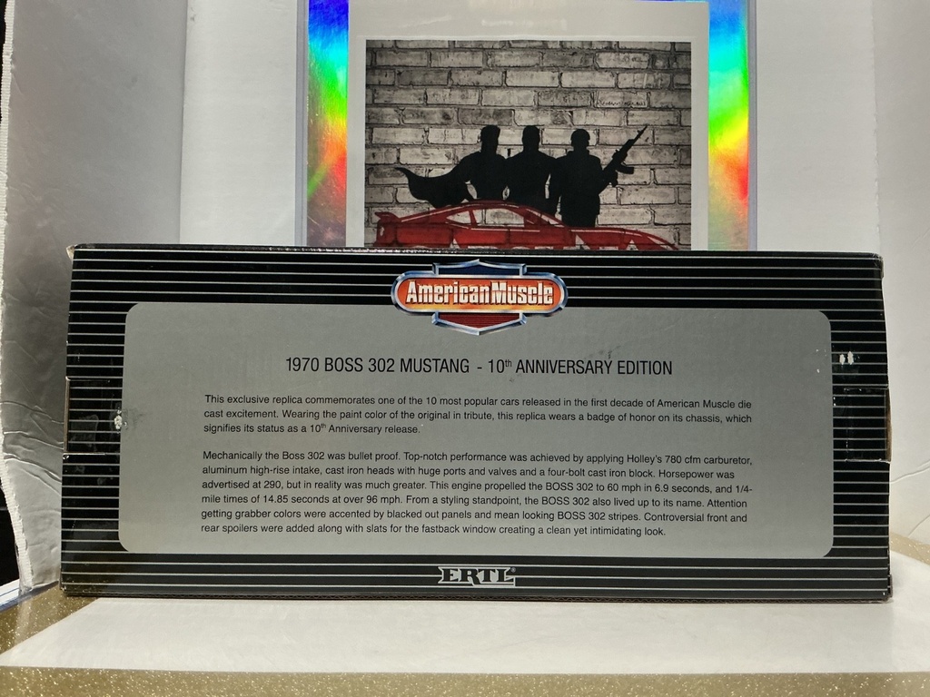 1:18 ERTL  AMERICAN MUSCLE [COLLECTOR COIN/STAND] 1970 BOSS MUSTANG [BLUE/BLACK] image