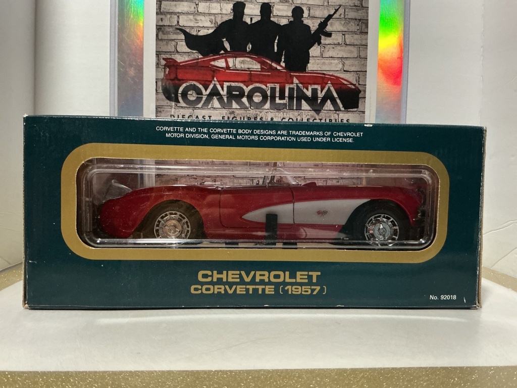 1:18 ROAD TOUGH - 1957 CHEVROLET CORVETTE RED ON WHITE image