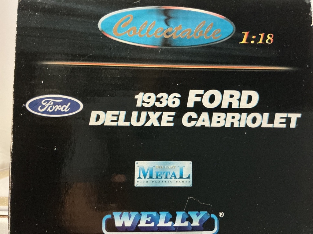 1:18 WELLY COLLECTABLE - 1936 FORD DELUXE CABRIOLET NAVY BLUE ON BROWN image