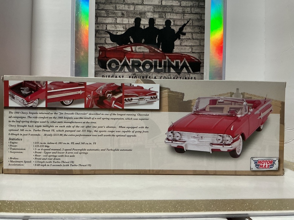 1:18 MOTORMAX 1960 CHEVROLET IMPALA BLACK ON RED / CREAM image