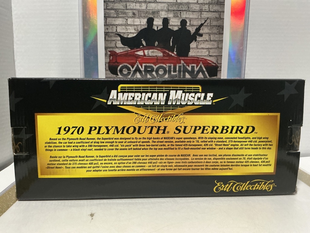 1:18 ERTL 1970 PLYMOUTH SUPERBIRD ORANGE ON BLACK [LIGHT RASHING NEAR DOOR] image