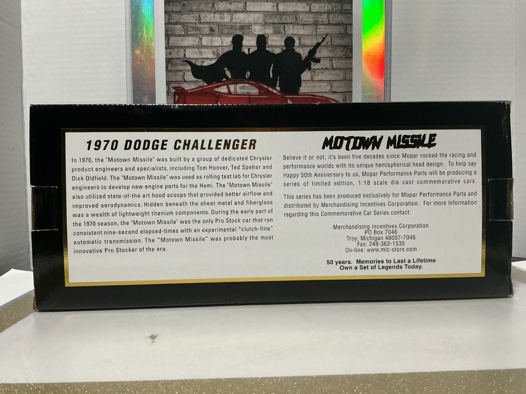 1:18 ERTL MOPAR PERFORMANCE PARTS MOTOWN MISSILE 1970 DODGE CHALLENGER image