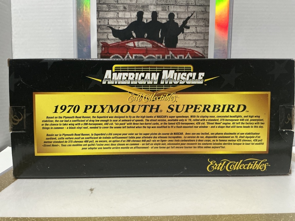 1:18 ERTL HOBBY EDITION 1 OF 5,000 1970 PLYMOUTH SUPERBIRD WHITE ON BLACK image