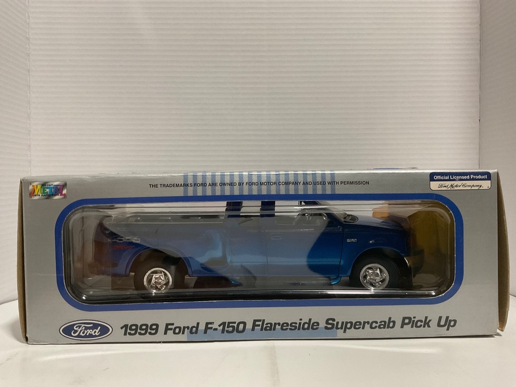 1:18 WELLY 1999 FORD F-150 FLARESIDE SUPERCAB PICK UP BLUE ON BLACK image