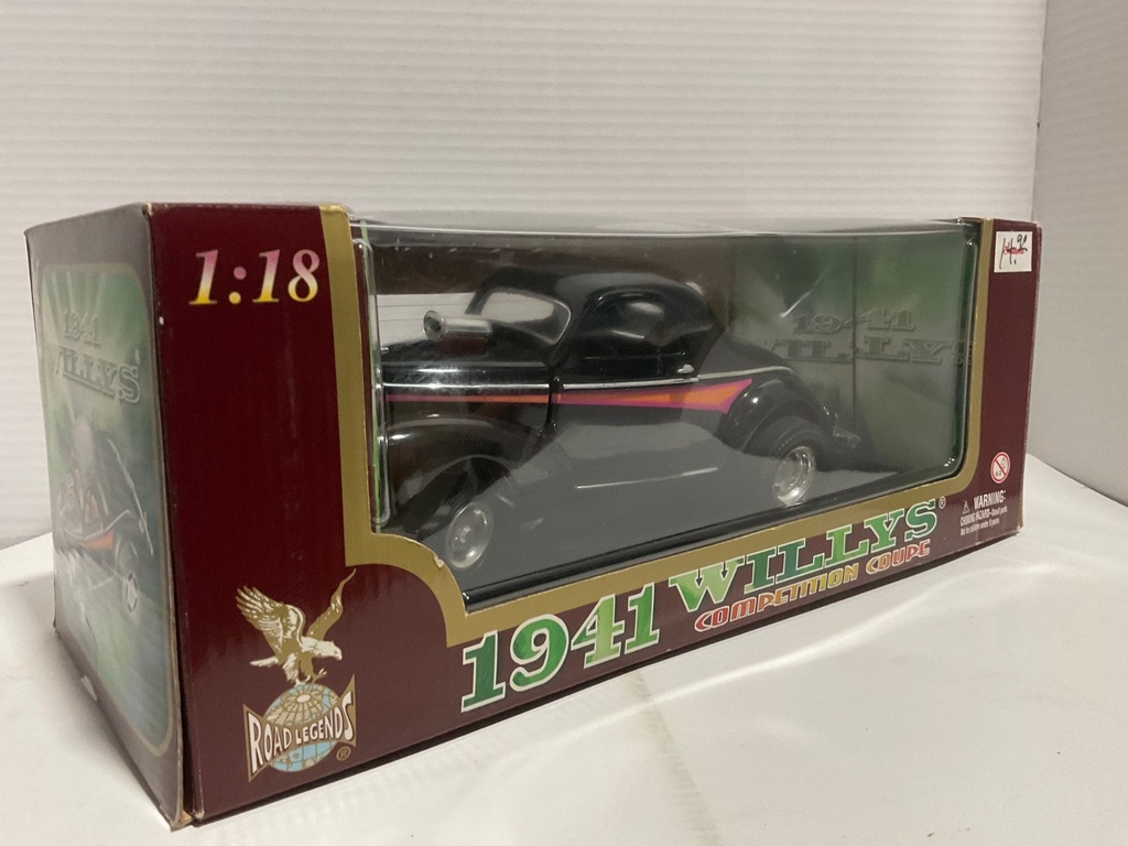 1:18 ROAD LEGENDS 1941 WILLYS COMPETITION COUPE BLACK ON GREY image