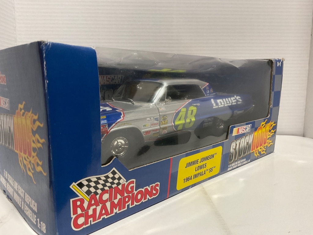 1:18 RACING CHAMPIONS STOCKRODS JIMMIE JOHNSON LOWES 1964 IMPALA SS BLUE/GREY image