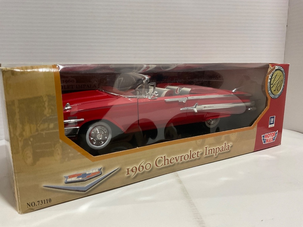 1:18 MOTOR MAX 1960 CHEVROLET IMPALA RED ON CREAM/GREY image