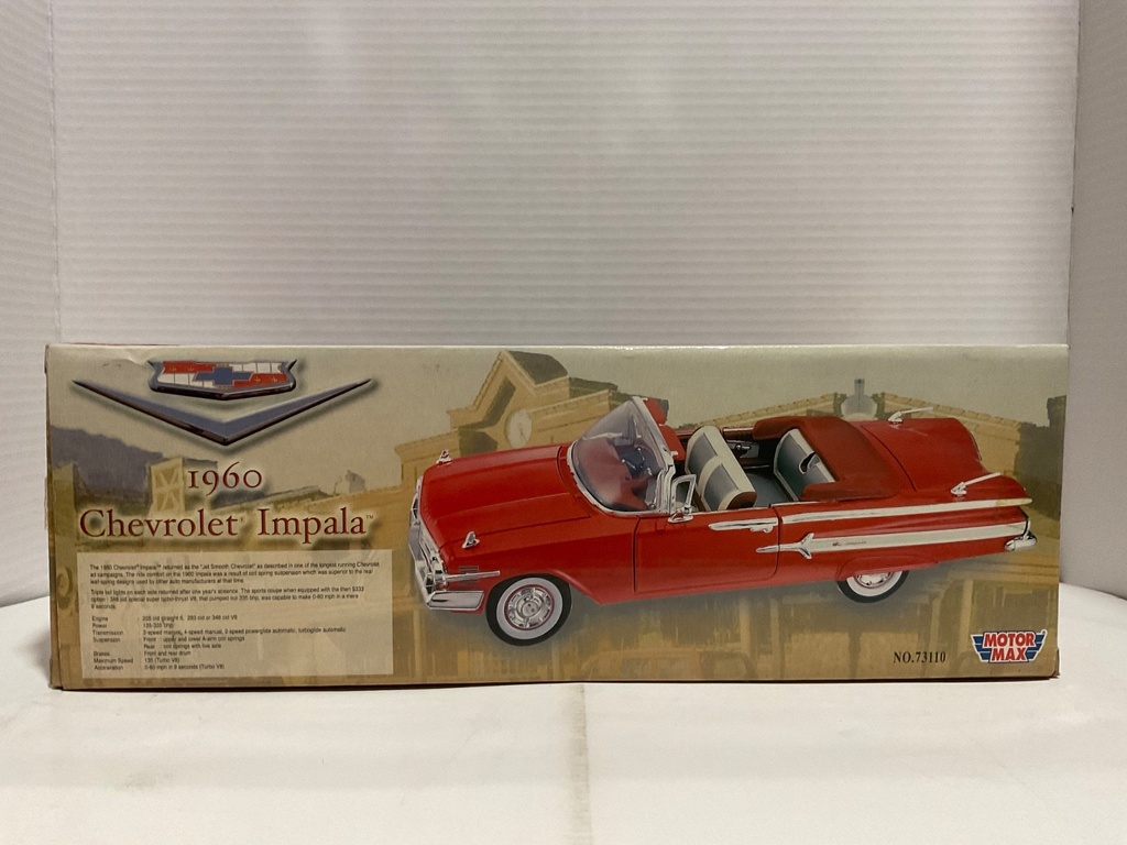 1:18 MOTOR MAX 1960 CHEVROLET IMPALA RED ON CREAM/GREY image