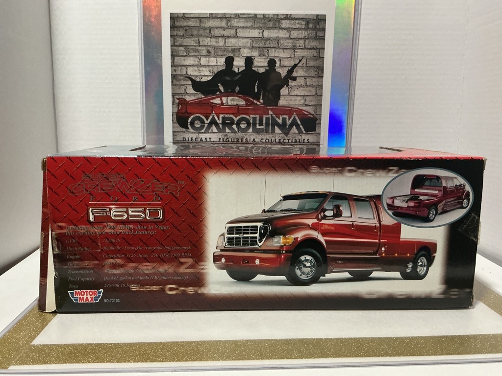 1:24 MOTORMAX FORD F650 SUPER CREWZER RED ON TAN image